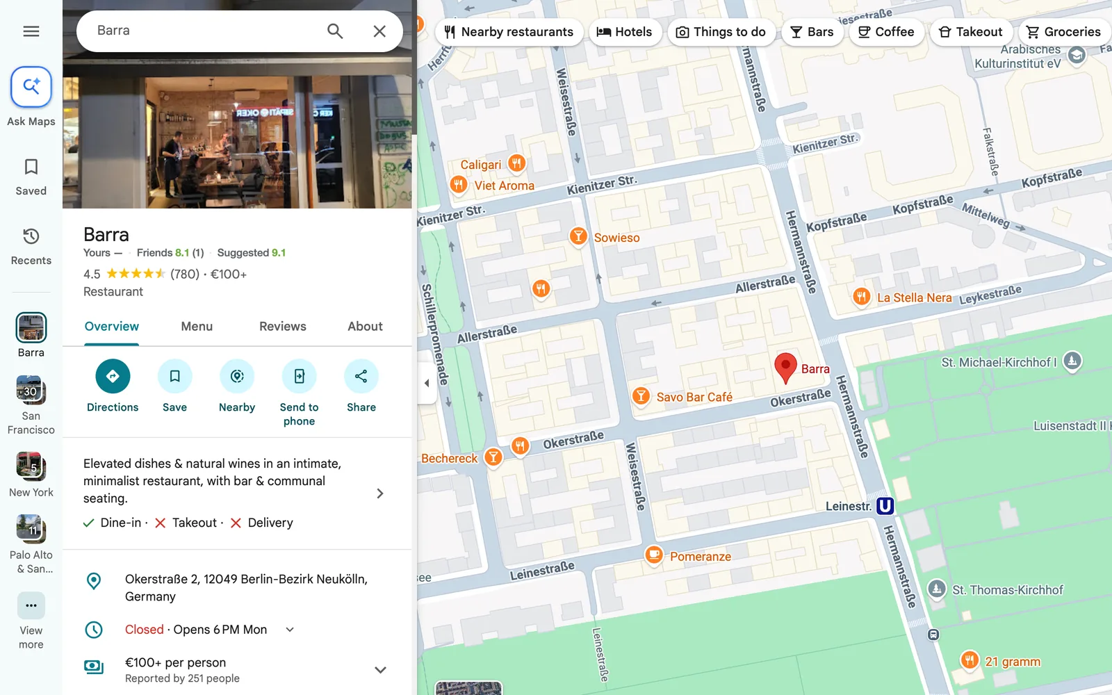Beli restaurant scores displayed in Google Maps